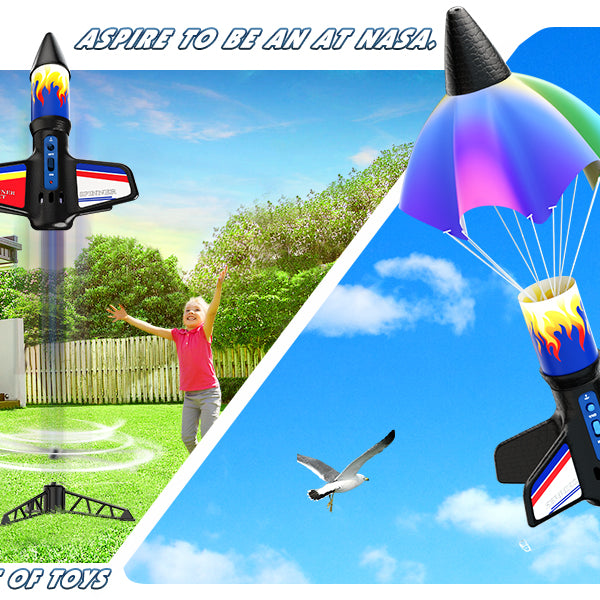 Zikky Rocket Launcher for Kids - Electric Flying Model Rocket with Parachute